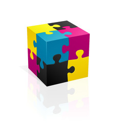 CMYK puzzle cube