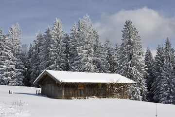 hütte im schnee