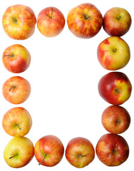 Frame of red apples isolated on white