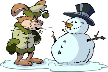 rabbit and snowman