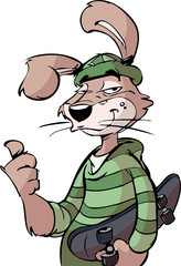 cool rabbit with skateboard
