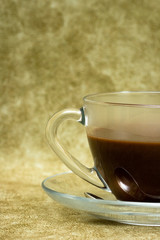 cup with coffee over background