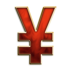 Obraz premium Yen in fiery orange & gold