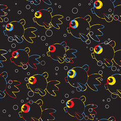 Neon Fish Seamless Design