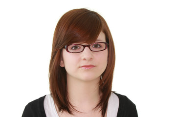 Obraz premium Portrait of young female teenager in glasses