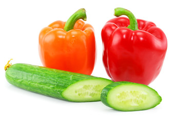 Fresh Vegetables (paprika and cucumber) isolated