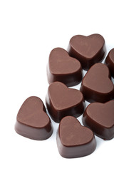 chocolate hearts isolated