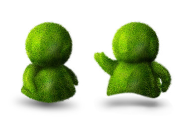 Couple of cute green persons talking - 12499073
