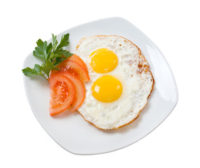 Delicious egg with vegetable close up