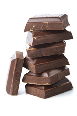 broken pieces of chocolate isolated