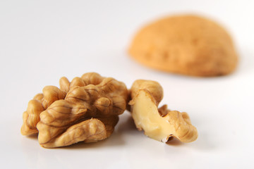 Walnut cracked out of shell isolated