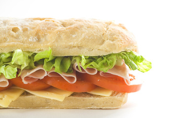 delicious sandwich of ham cheese lettuce tomato