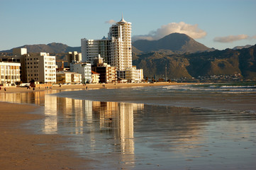 Buildings on the ocean coast.