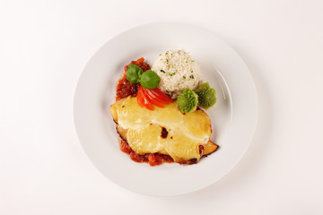 Pangasius-Filet überbacken mit Reis