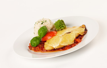 Pangasius-Filet überbacken mit Reis