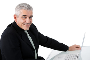 Businessman working on laptop