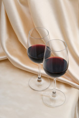 glasses of wine on a tray