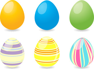 six glossy painted easter eggs