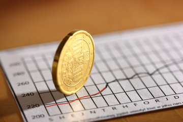 business graph with coin