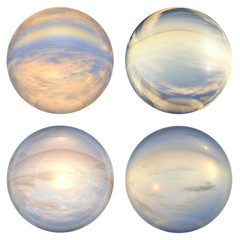 3d blue and yellow glass spheres collection or set