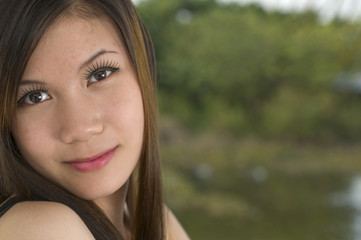 Fototapeta premium Asian girl with long eyelashes