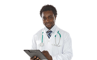 African american man doctor writing