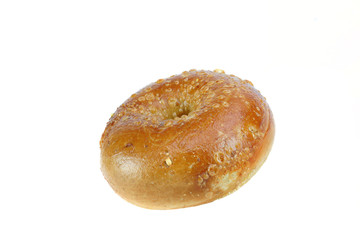 Whole Wheat Bagel Isolated on White with Copy Space