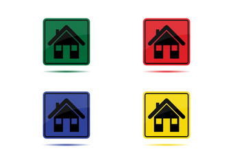 Web 2.0 Style House Icon (4 Color Variations)