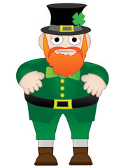 Sad leprechaun isolated on white
