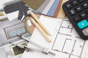 designer's desk with tools