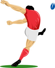 Fototapeta na wymiar Rugby player kicking