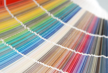 Stock photo of a Paint swatches fanned out Color guide