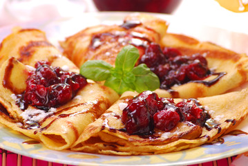 pancakes with cherry confiture