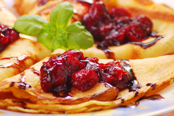 pancakes with cherry confiture