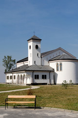 Fototapeta premium Church and bench