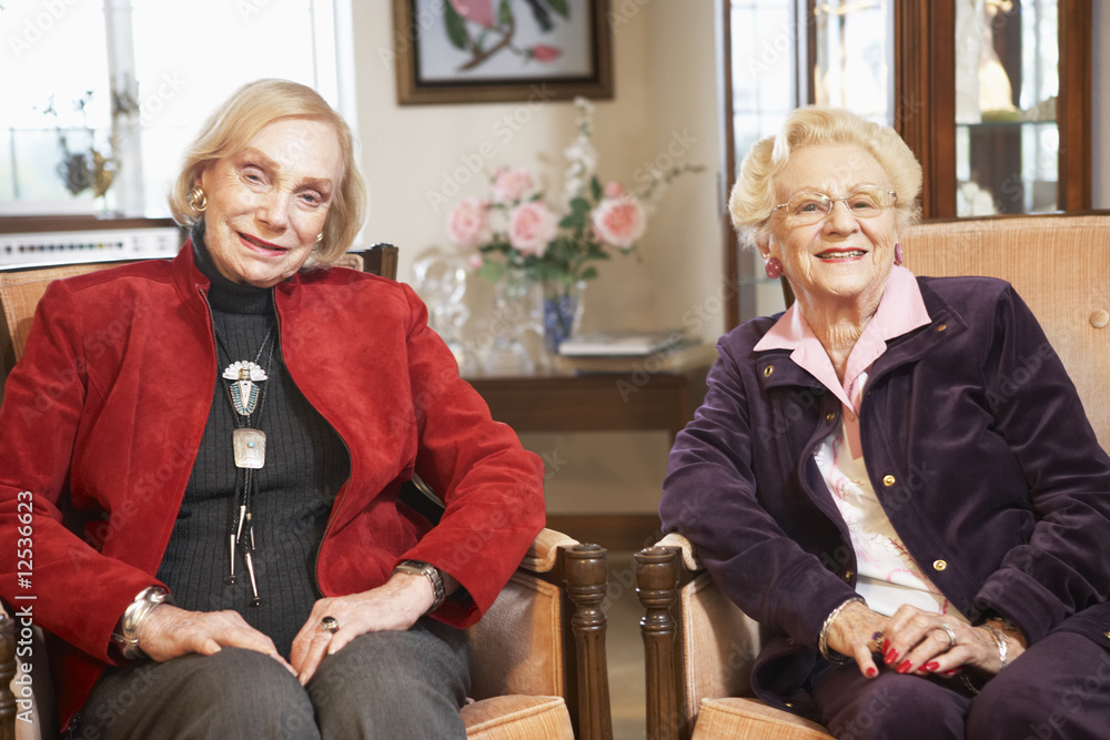 Wall mural Senior women relaxing in armchairs