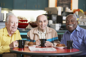 Fototapeta na wymiar Senior men drinking tea together