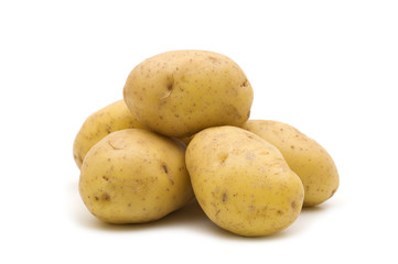 fresh potatoes on white background