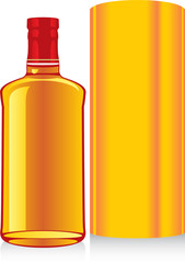 isolated whisky bottle and box