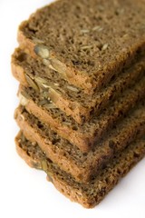 Slices of bread on a pile