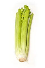 Bunch of celery isolated on a white studio background.