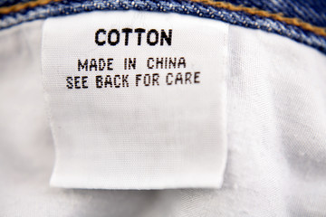 Cotton label on jeans