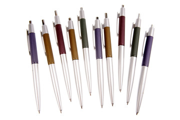 Ballpoint pens isolated on white background