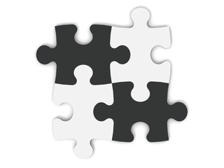 puzzle-teile schwarz weiß frontal