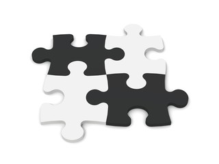 puzzle-teile schwarz weiß perspektivisch