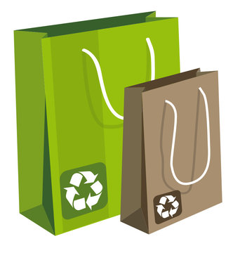 Two shopping bags with recycle sign