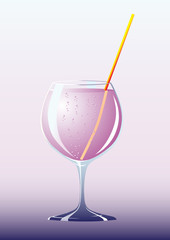 Cocktail in high glass. Vector.