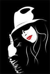 Vector. A series of images of young and beautiful girls.