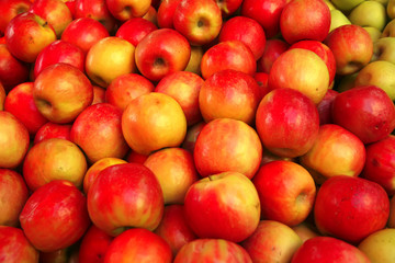 raw red apple heap