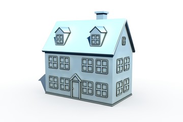 isolated big house - 3d render illustration on white